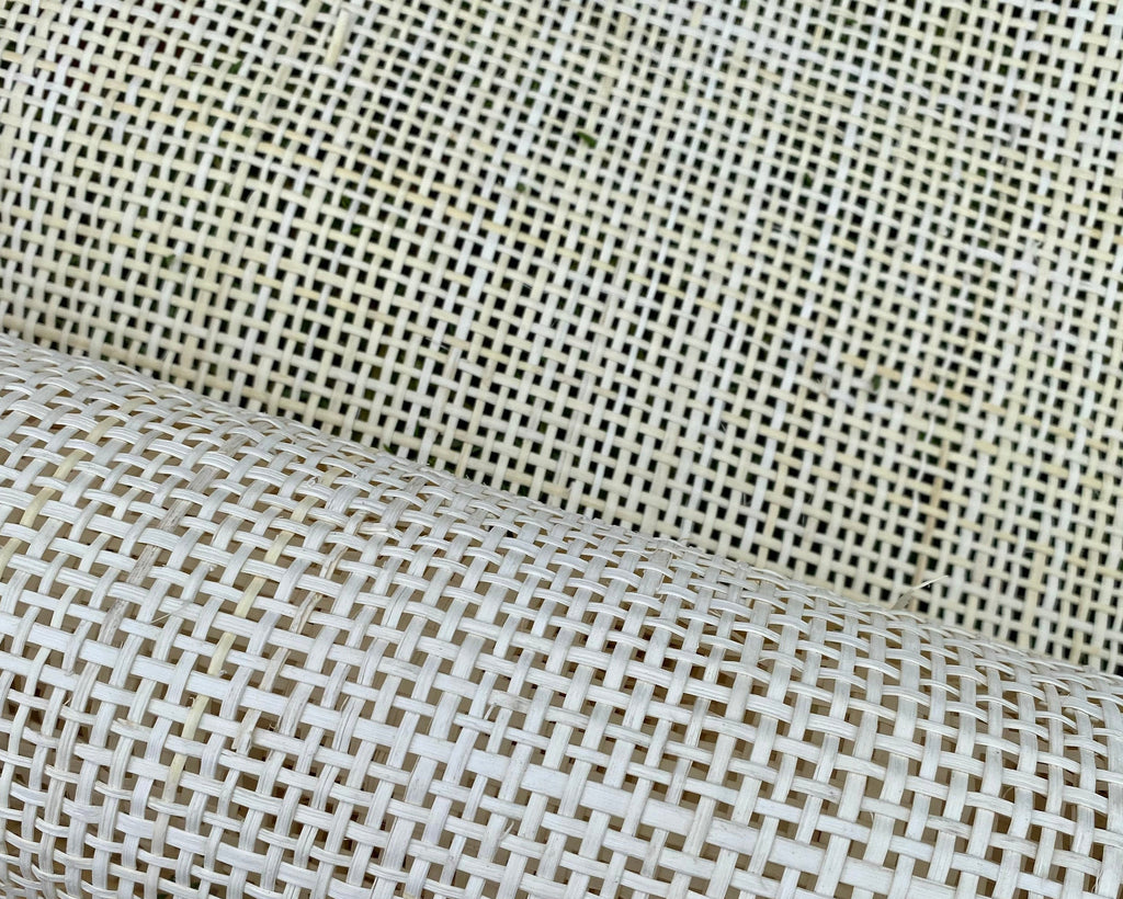 24" Wide, BLEACHED Woven  Radio Cane Webbing Roll Weave, Cane Webbing Roll, Full Size Available.