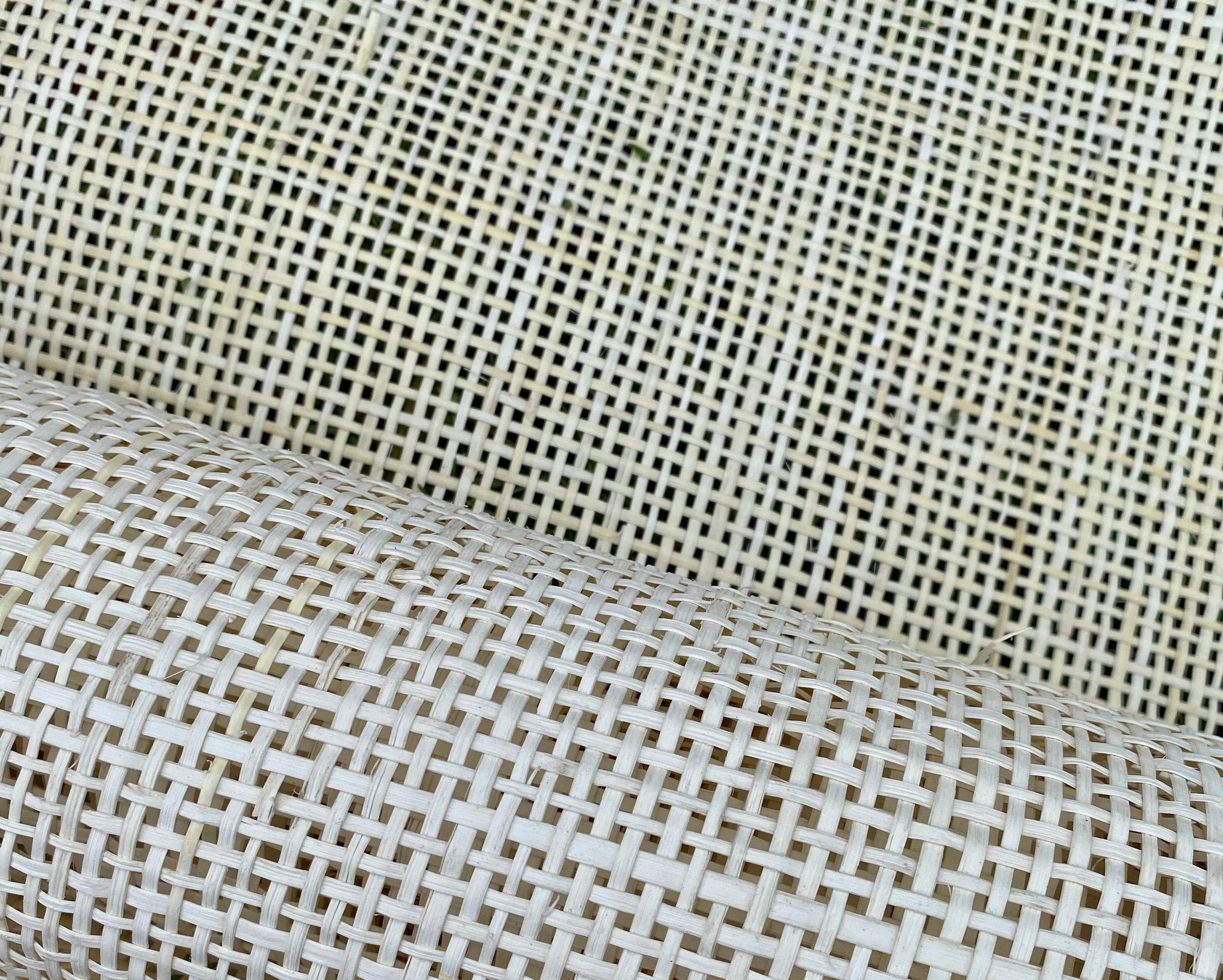 24" Wide, BLEACHED Woven  Radio Cane Webbing Roll Weave, Cane Webbing Roll, Full Size Available.