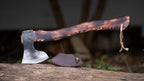 Handmade Bushcraft Axe – Carbon Steel Camping Hatchet with Leather Sheath