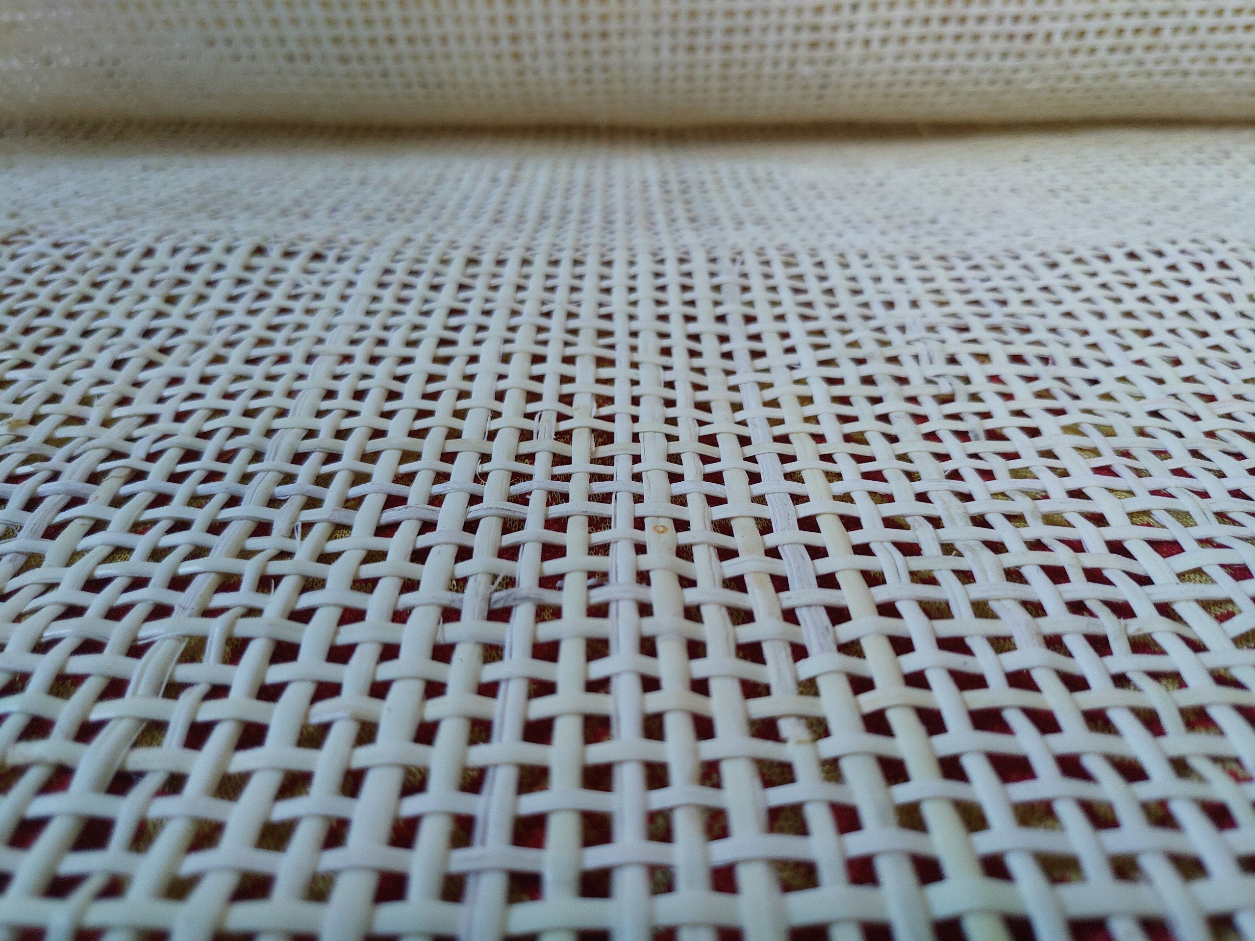 24" Wide, BLEACHED Woven  Radio Cane Webbing Roll Weave, Cane Webbing Roll, Full Size Available.
