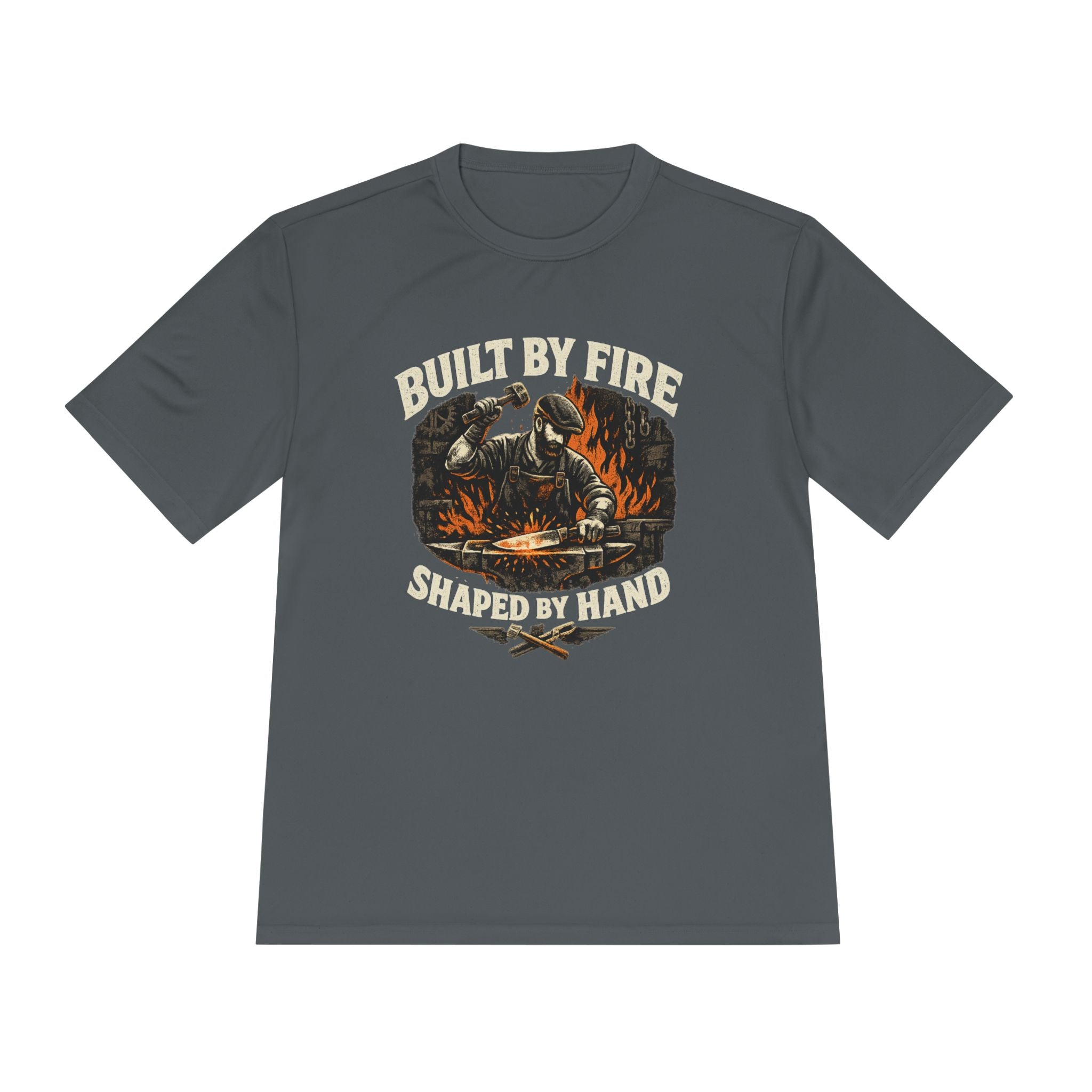 Built by Fire Blacksmith T-Shirt - Vintage Forging Workshop Tee