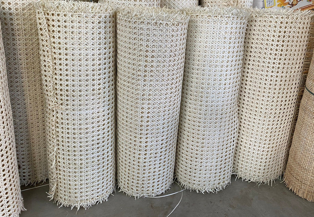 27.5" Wide, Vietnamese's Premium Cane Webbing Bleached Hexagon Open Mesh, Sell By The Foot