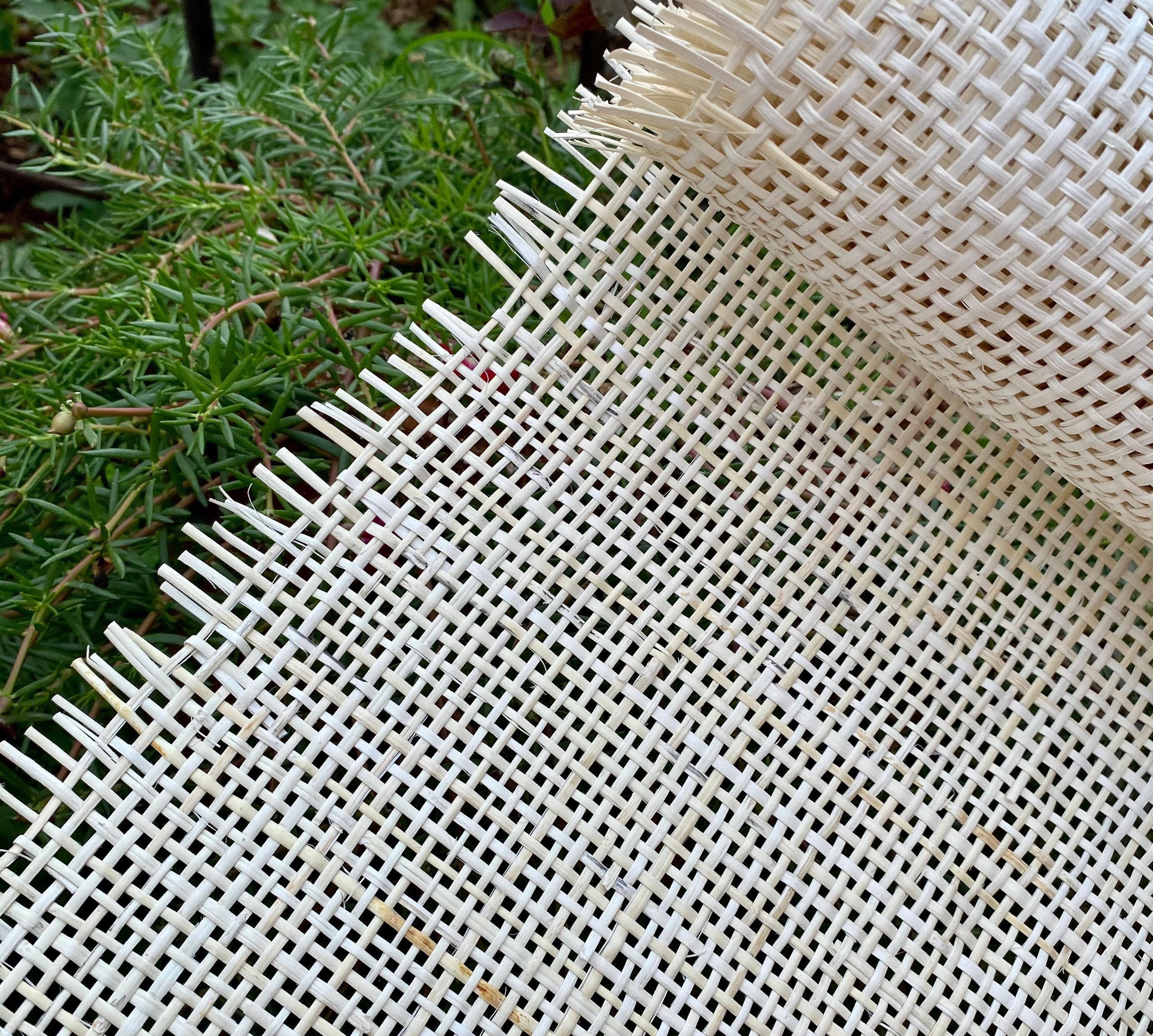 27.5" Wide, BLEACHED  Radio Cane Webbing Weave, Cane Webbing Roll, Upholstery Rattan Furniture, Full Size Available.