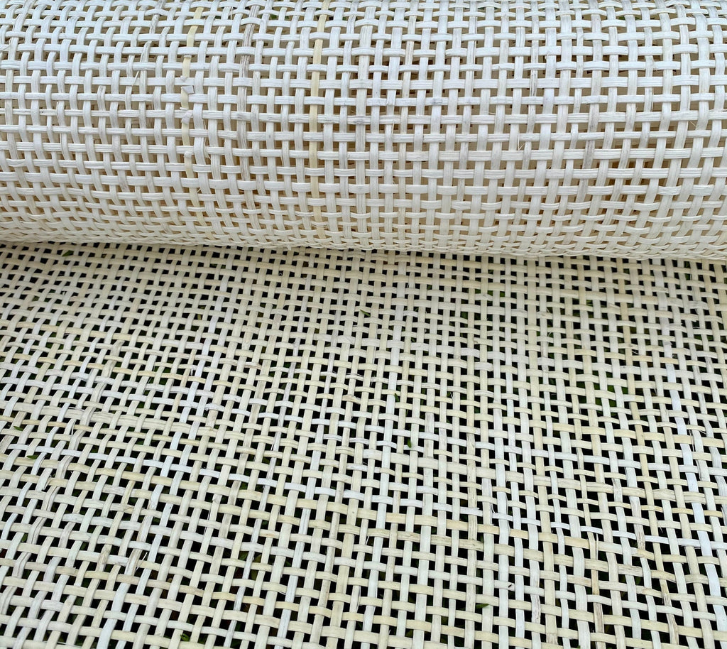 24" Wide, BLEACHED Woven  Radio Cane Webbing Roll Weave, Cane Webbing Roll, Full Size Available.