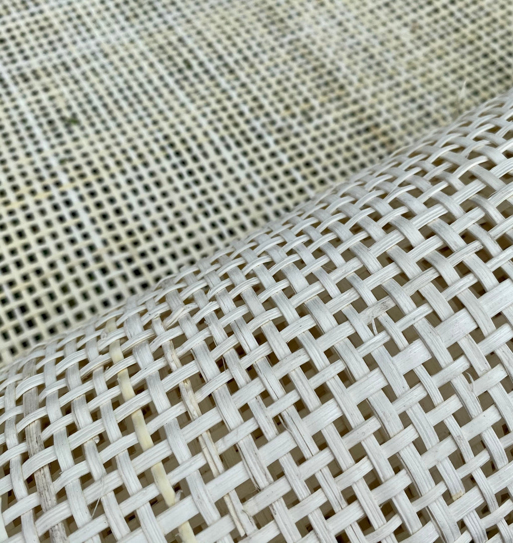 24" Wide, BLEACHED Woven  Radio Cane Webbing Roll Weave, Cane Webbing Roll, Full Size Available.