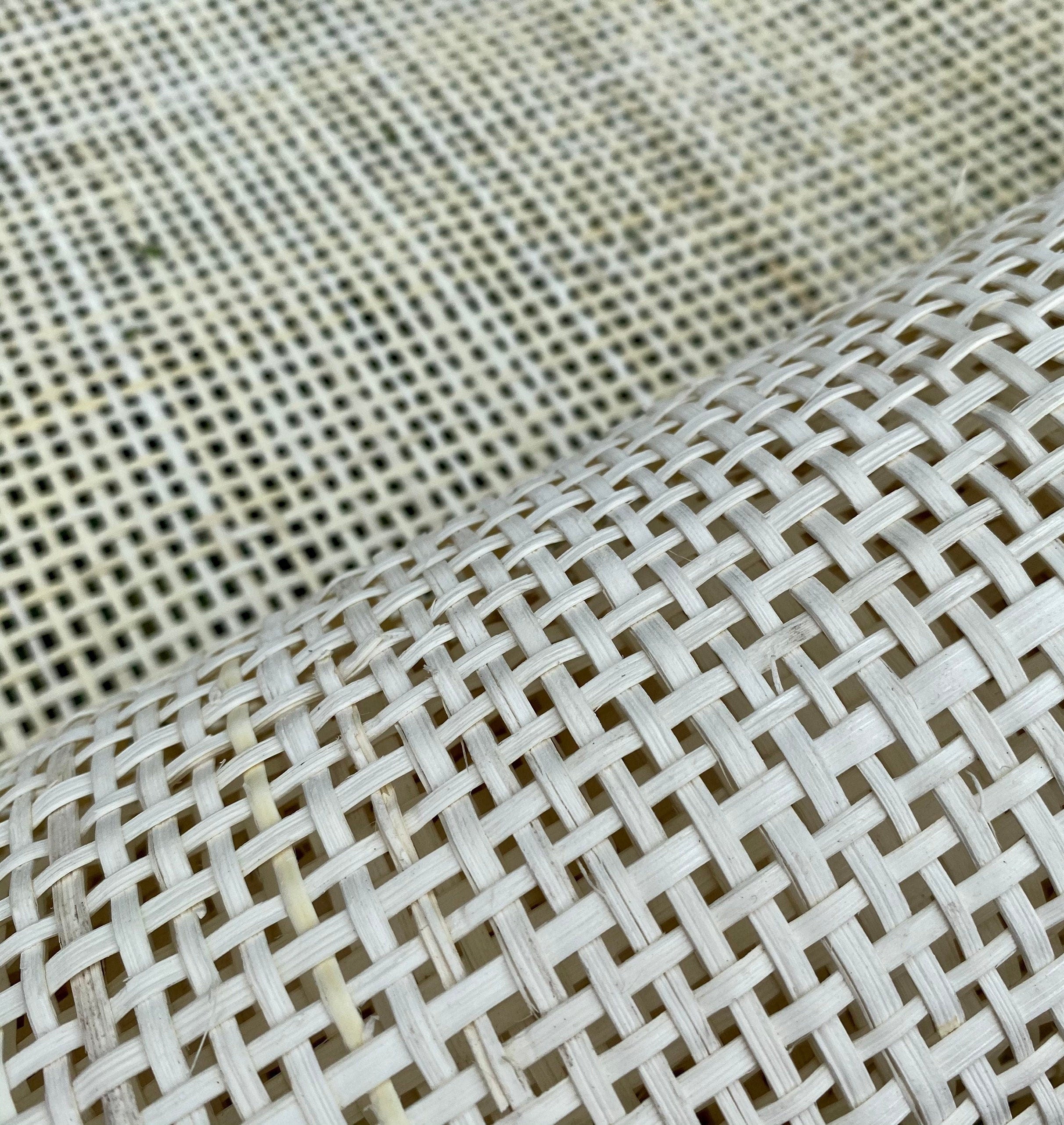 24" Wide, BLEACHED Woven  Radio Cane Webbing Roll Weave, Cane Webbing Roll, Full Size Available.