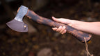 Handmade Bushcraft Axe – Carbon Steel Camping Hatchet with Leather Sheath