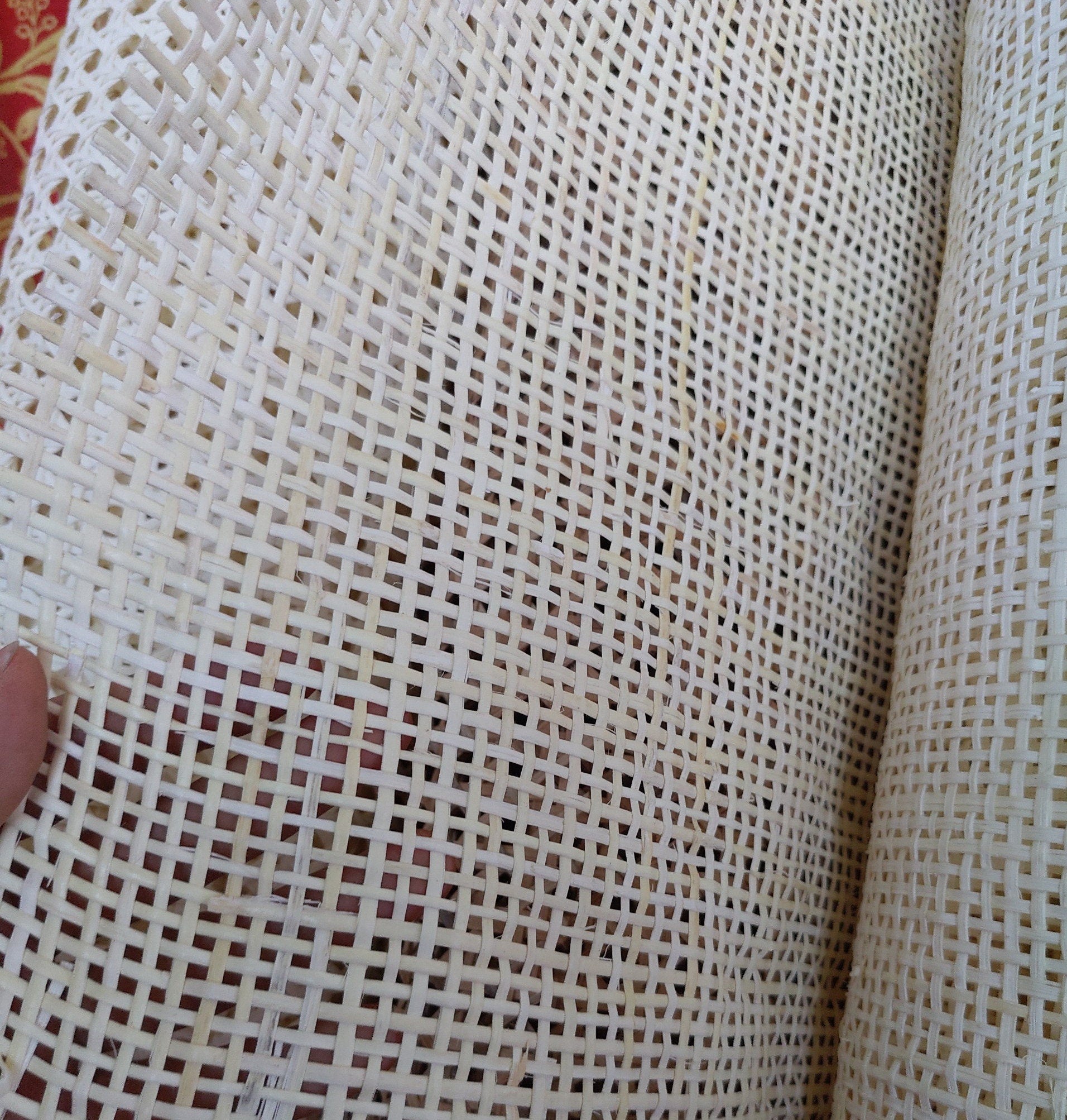 27.5" Wide, BLEACHED  Radio Cane Webbing Weave, Cane Webbing Roll, Upholstery Rattan Furniture, Full Size Available.