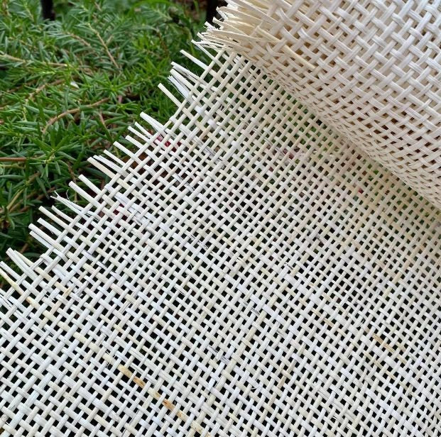 Width 18"/24'' Cane Webbing White Radio Cane Webbing Woven Mesh Bleached Weave Rattan Woven-Bleached Weave Rattan Webbing For DIY