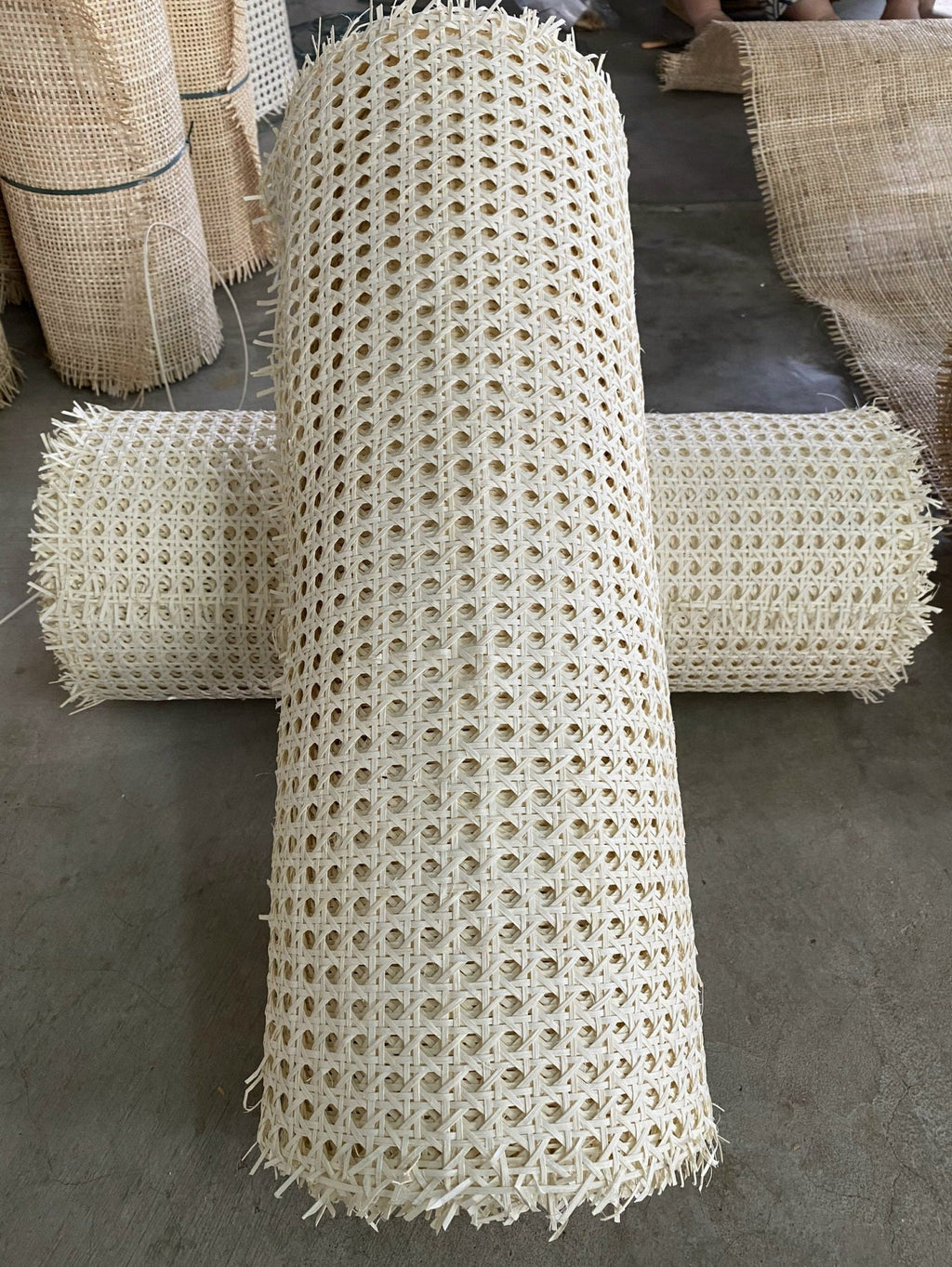 27.5" Wide, Vietnamese's Premium Cane Webbing Bleached Hexagon Open Mesh, Sell By The Foot