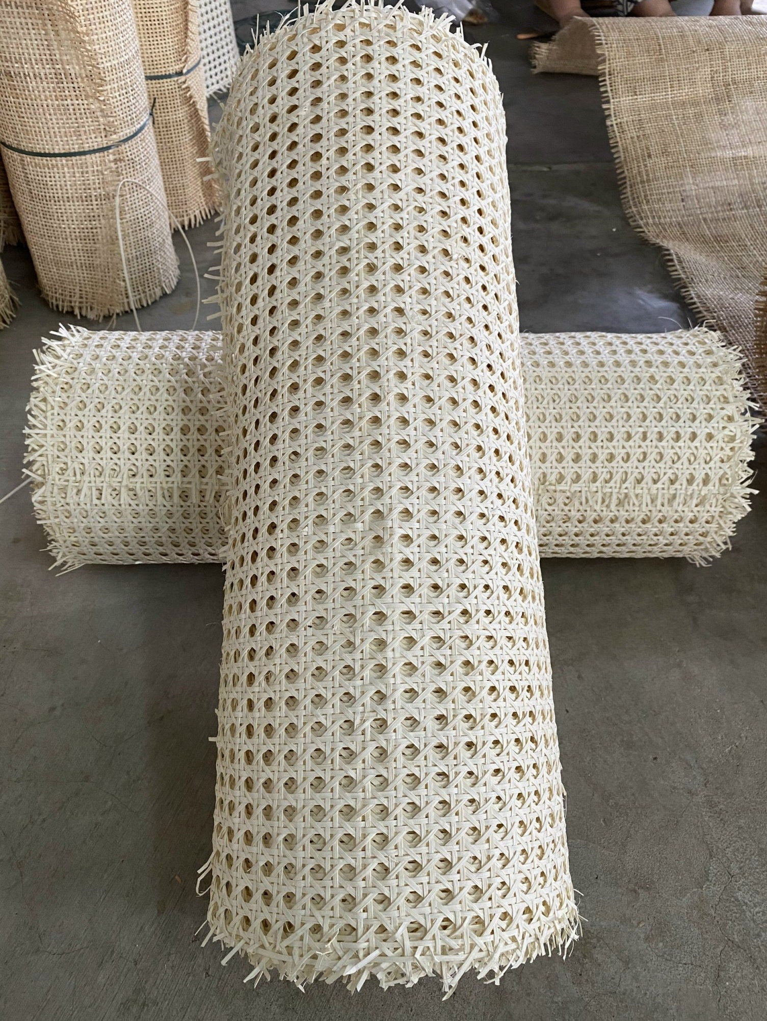 27.5" Wide, Vietnamese's Premium Cane Webbing Bleached Hexagon Open Mesh, Sell By The Foot