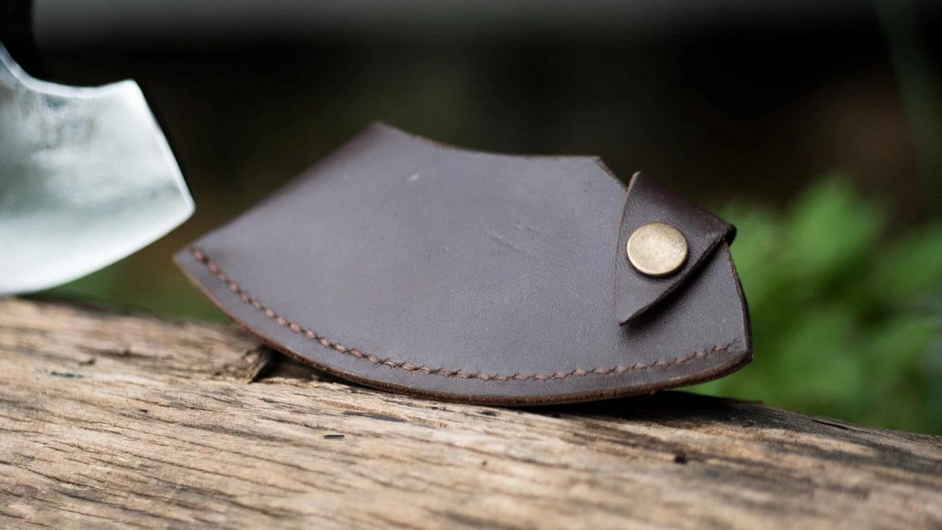 Handmade Bushcraft Axe – Carbon Steel Camping Hatchet with Leather Sheath