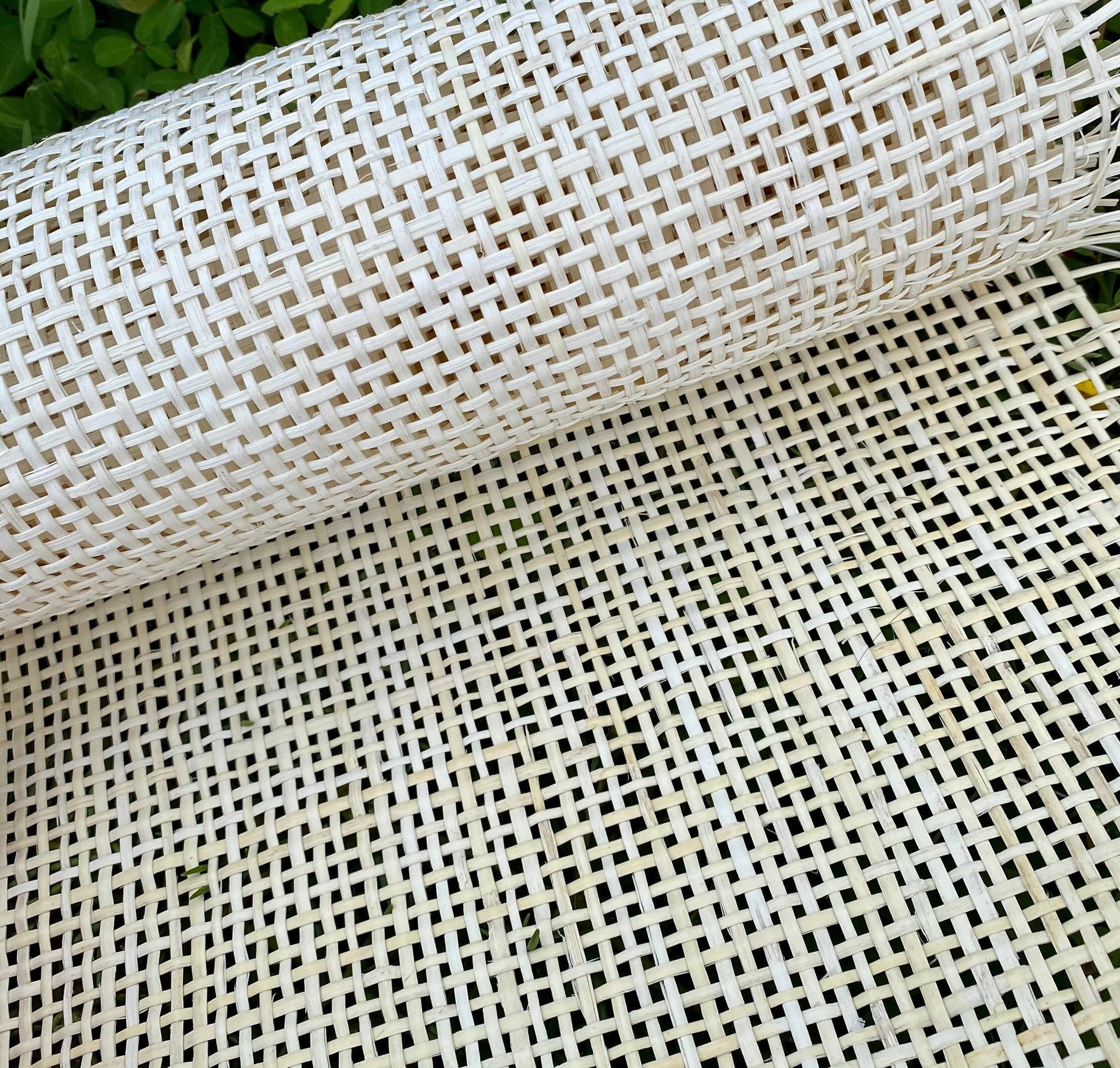 27.5" Wide, BLEACHED  Radio Cane Webbing Weave, Cane Webbing Roll, Upholstery Rattan Furniture, Full Size Available.