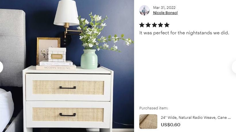 Width 18"/24'' Cane Webbing White Radio Cane Webbing Woven Mesh Bleached Weave Rattan Woven-Bleached Weave Rattan Webbing For DIY