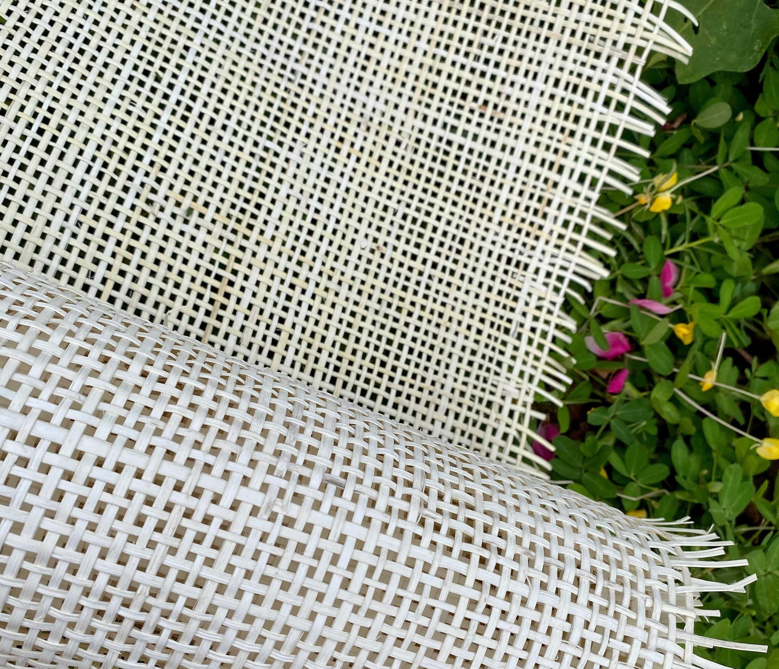 24" Wide, BLEACHED Woven  Radio Cane Webbing Roll Weave, Cane Webbing Roll, Full Size Available.