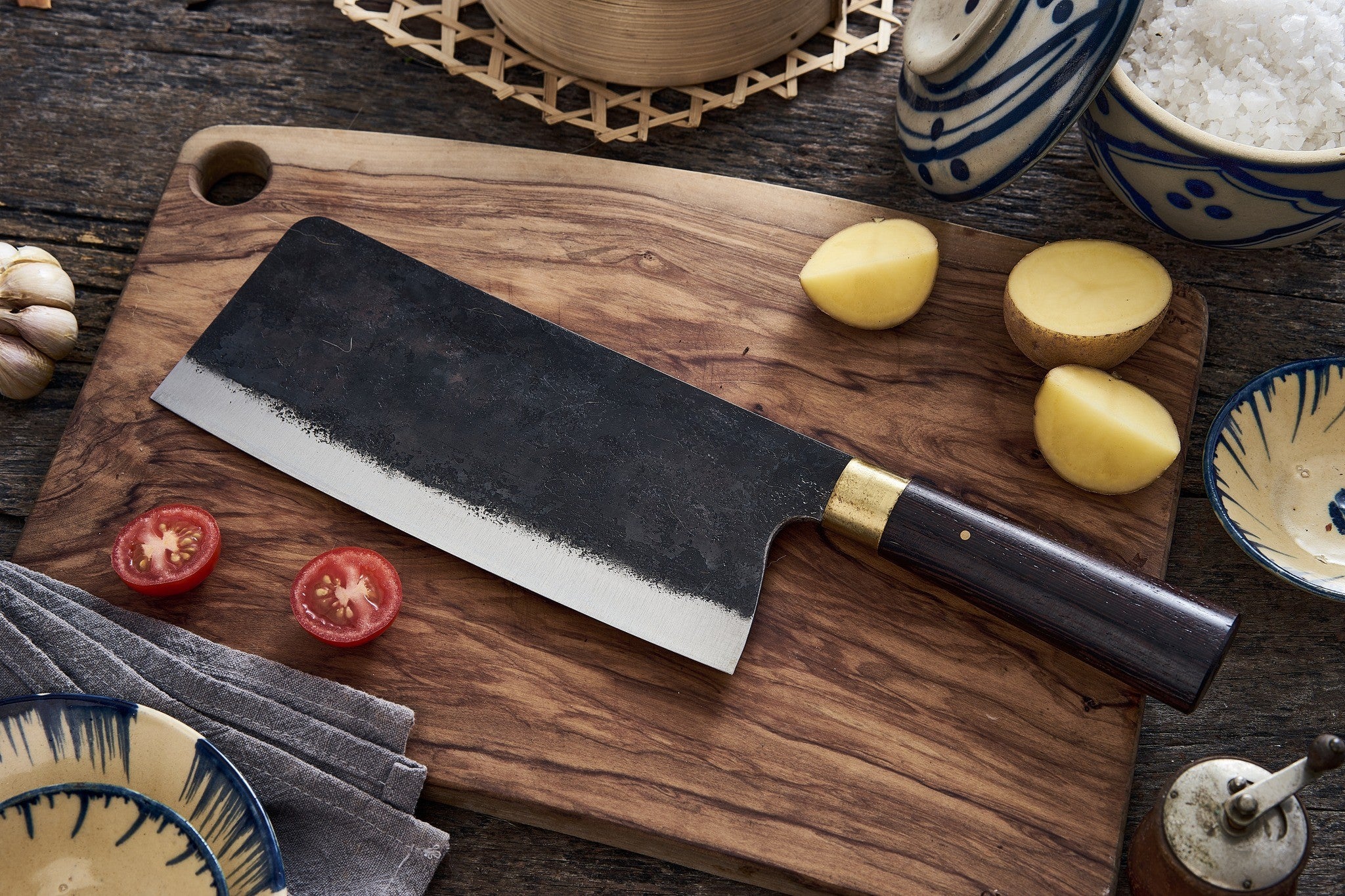 Hand-Forged Kitchen Knives: Nakiri, Santoku & Serbian Chef Knife – Sharp, Durable & Crafted with Solid Wood Handles