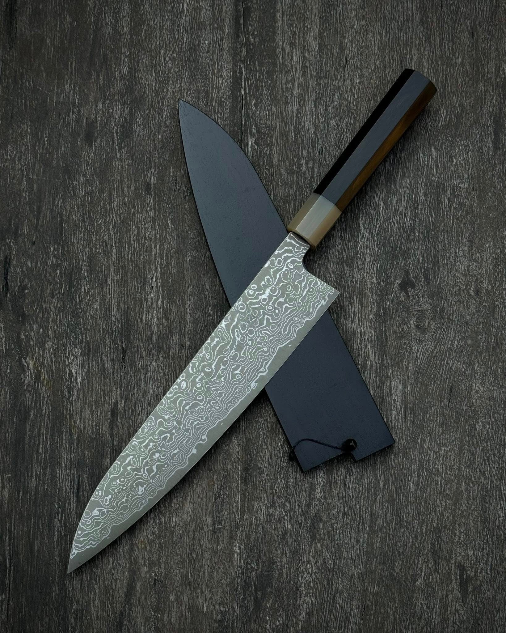 Gyuto Damascus Chef Knife 210mm - Hand-Forged Vietnamese Craftsmanship with Japanese Technique