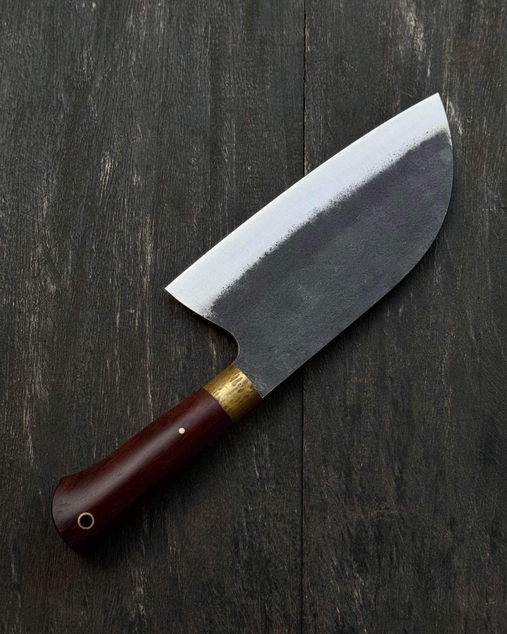 Serbian Chef Knife 205mm – Hand-Forged 52100 Carbon Steel with Walnut Handle