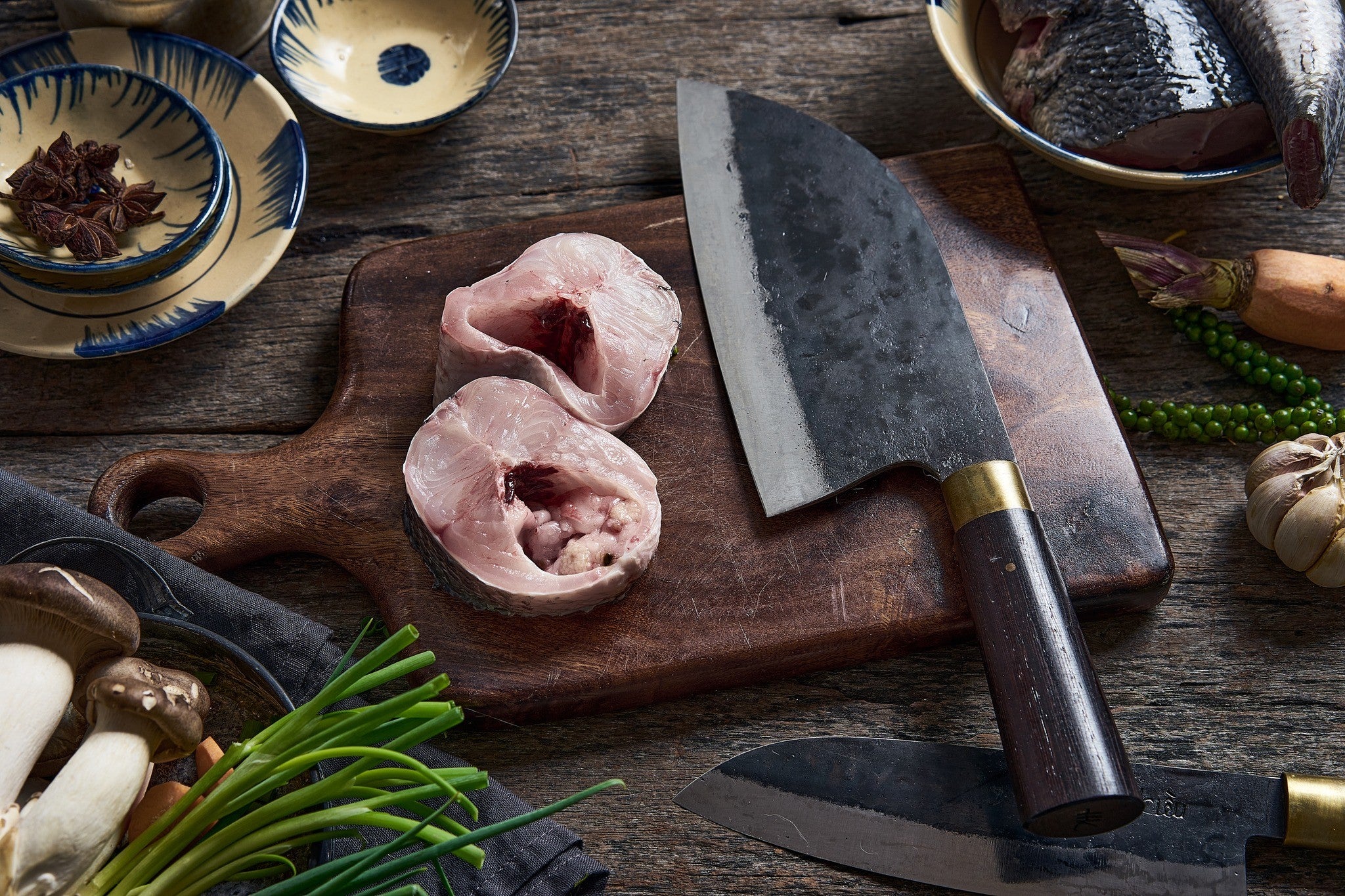 Hand-Forged Kitchen Knives: Nakiri, Santoku & Serbian Chef Knife – Sharp, Durable & Crafted with Solid Wood Handles