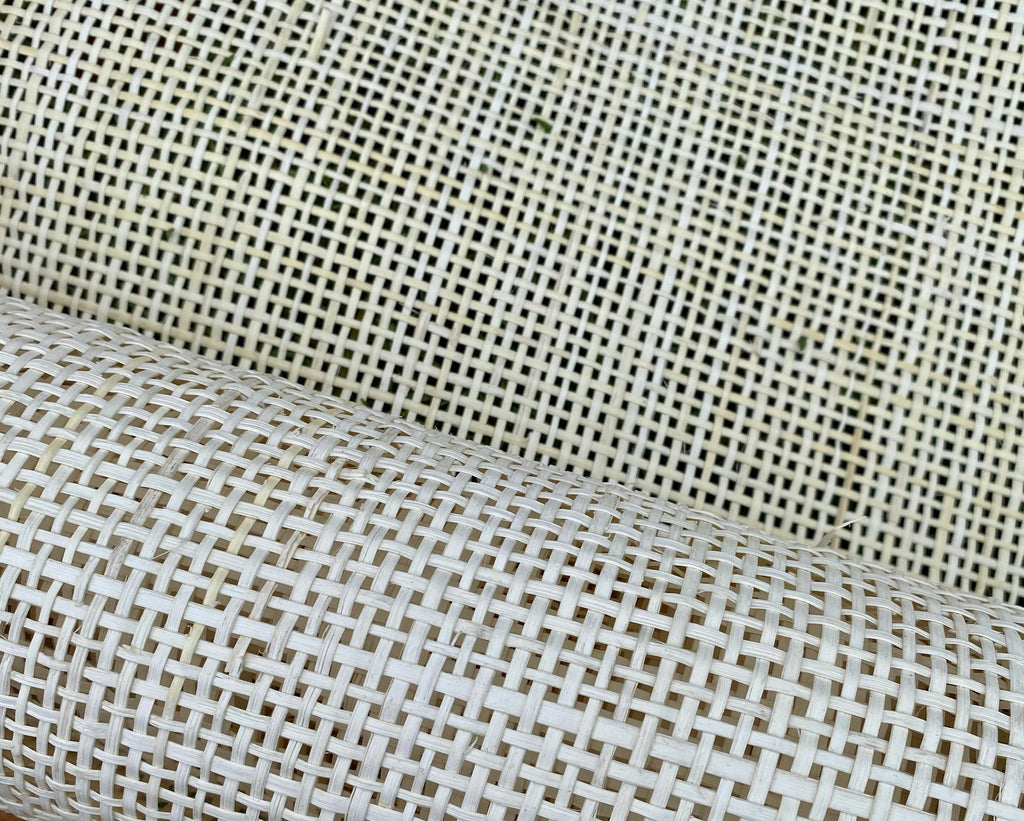 27.5" Wide, BLEACHED  Radio Cane Webbing Weave, Cane Webbing Roll, Upholstery Rattan Furniture, Full Size Available.