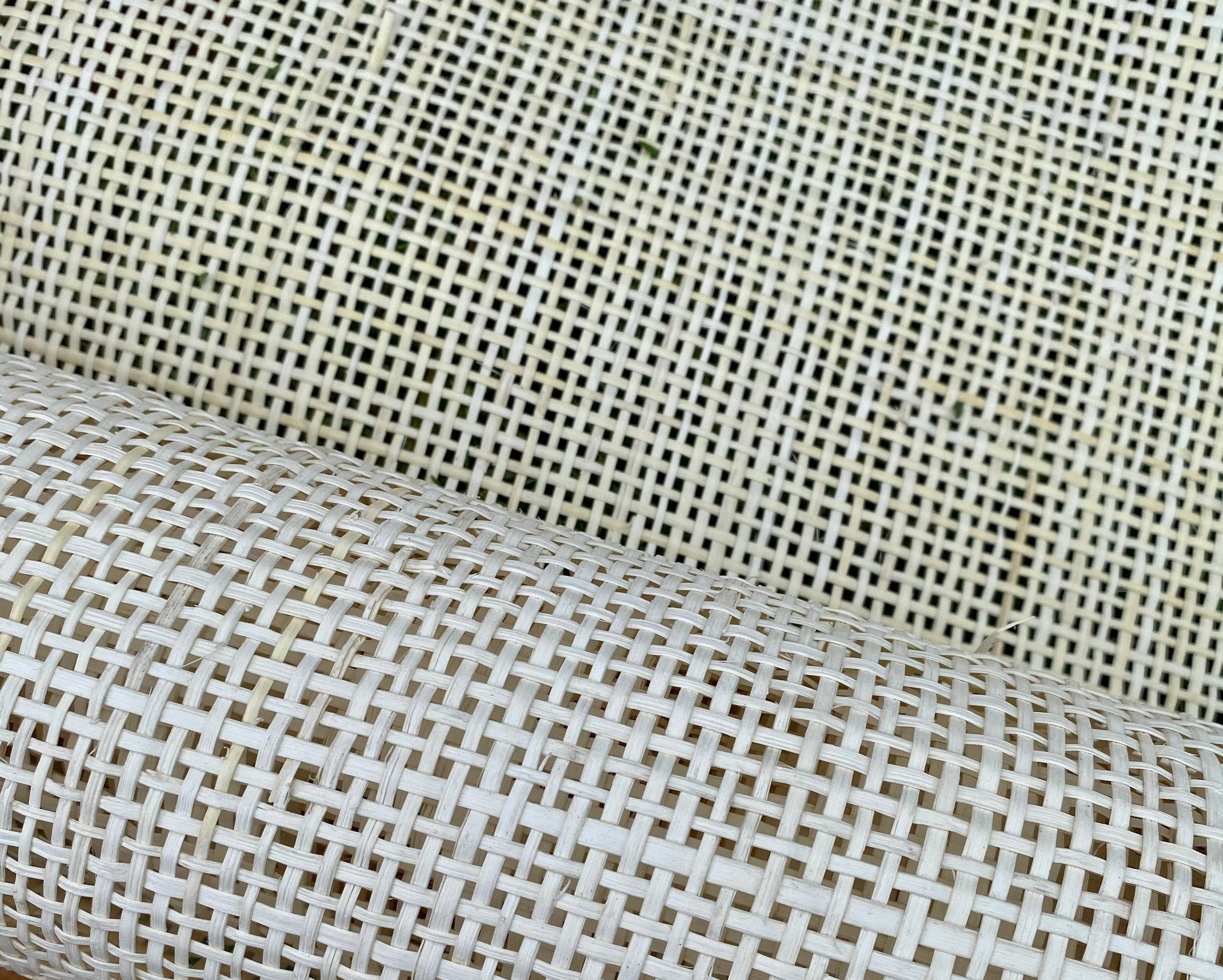 27.5" Wide, BLEACHED  Radio Cane Webbing Weave, Cane Webbing Roll, Upholstery Rattan Furniture, Full Size Available.