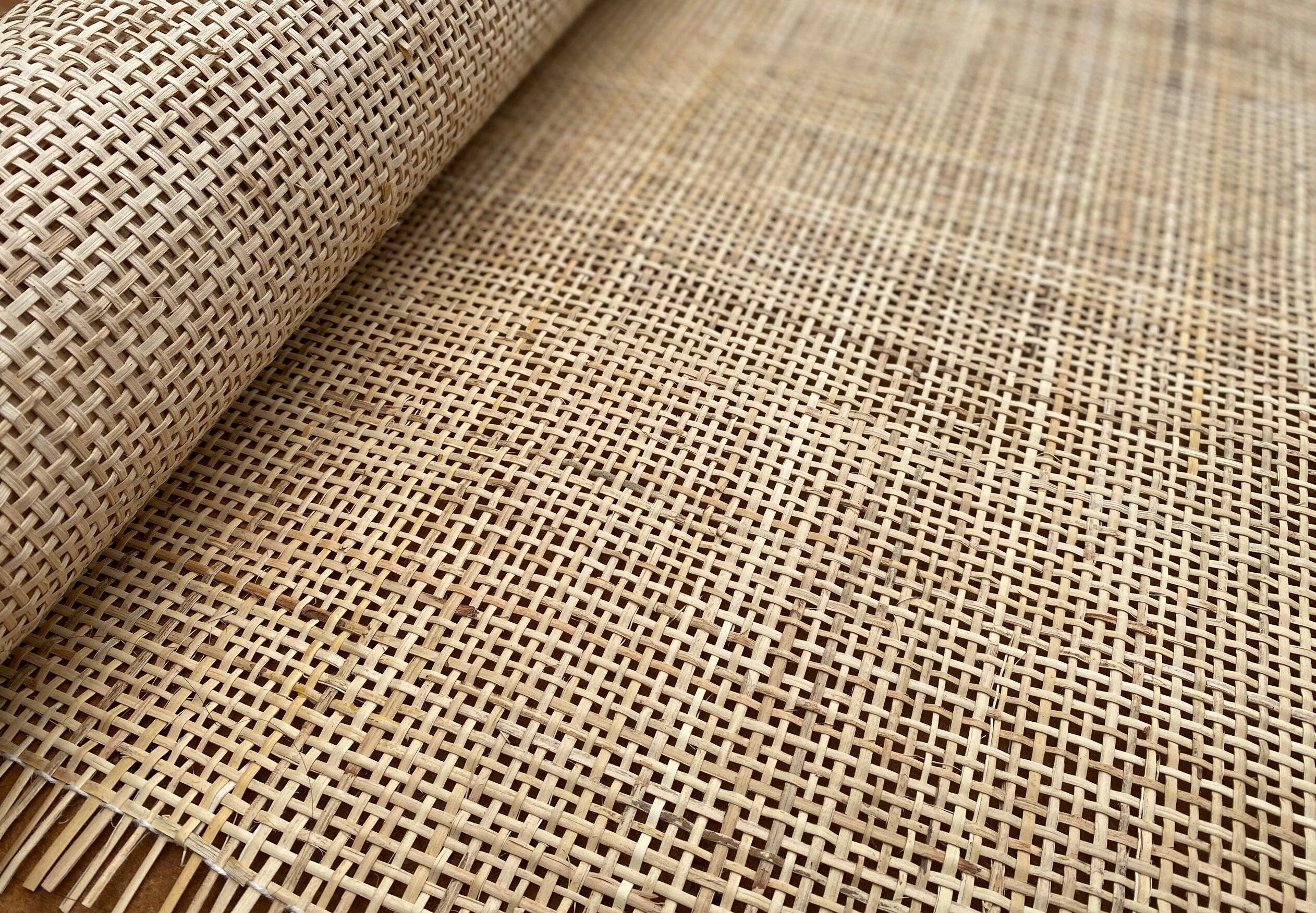 18" Wide, Natural Radio Weave, Cane Webbing Roll, Light Beige Color, Buy More Save More.