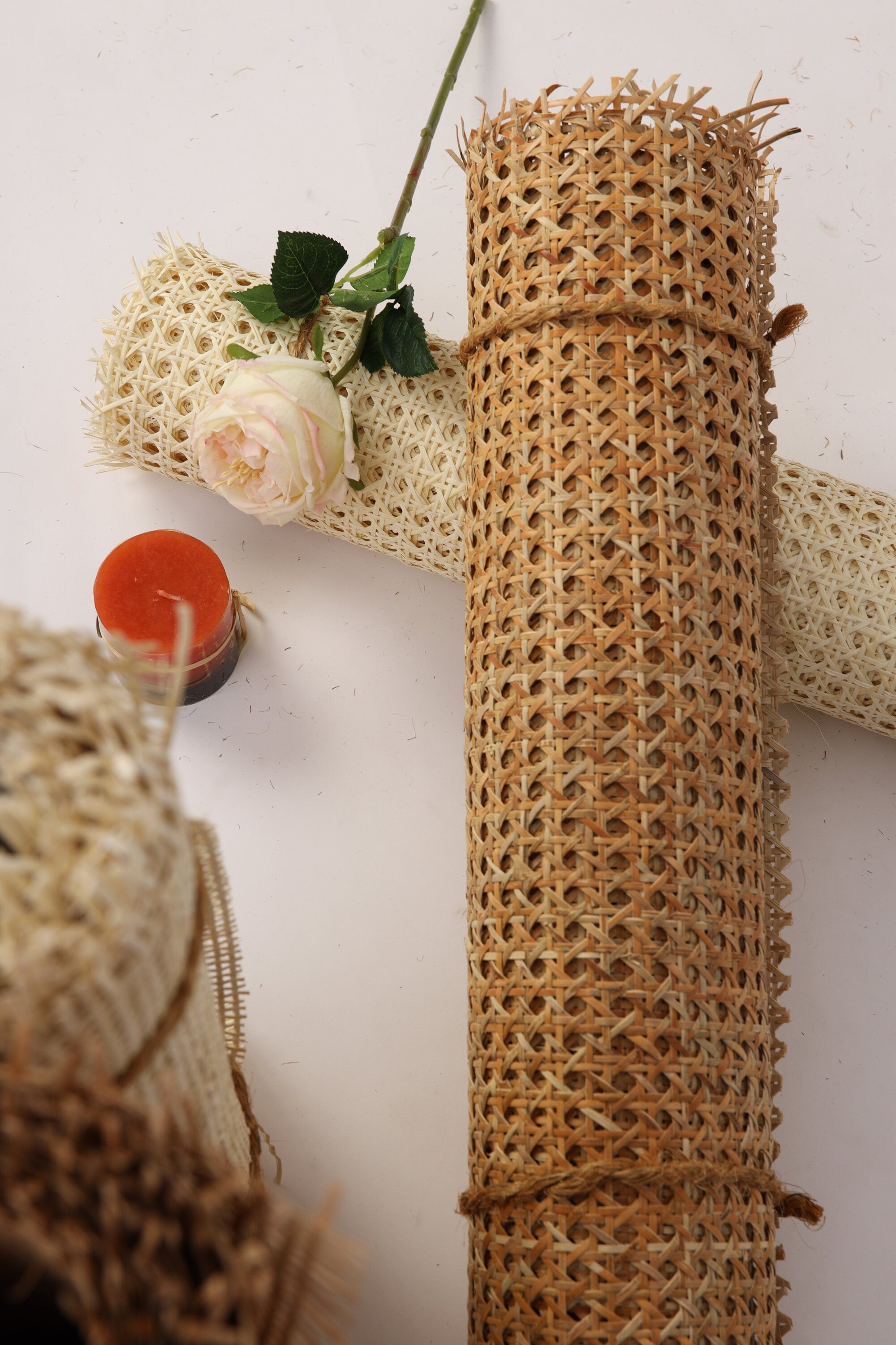 19" Wide, NATURAL Hexagon Weave Rattan Cane Webbing, Buy More Save More.