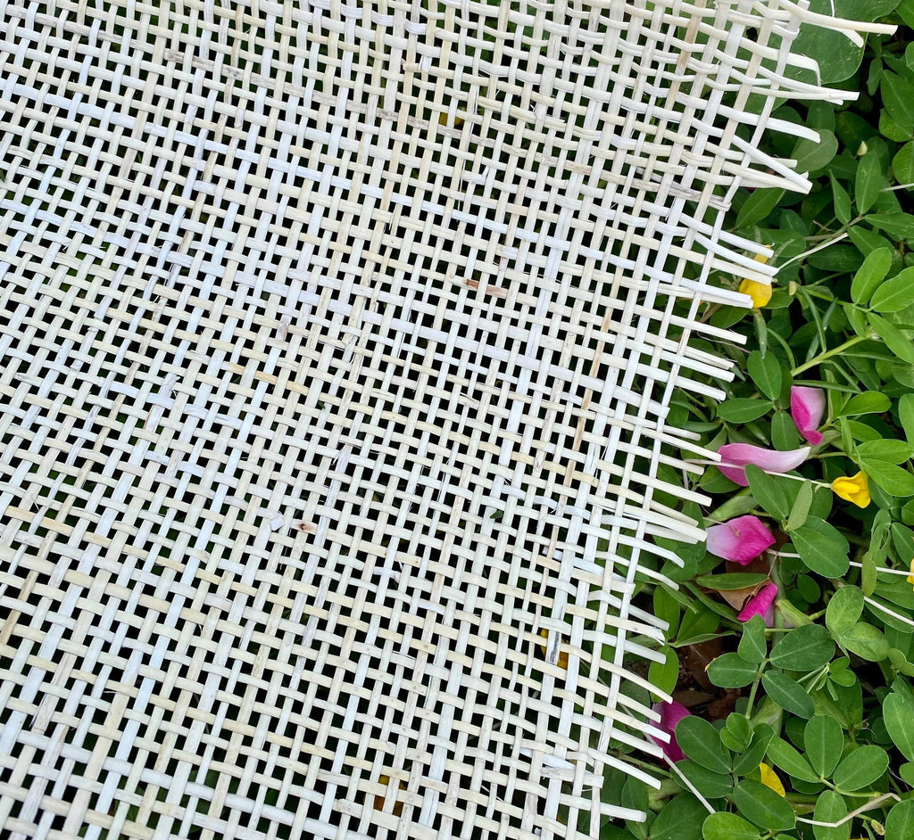 27.5" Wide, BLEACHED  Radio Cane Webbing Weave, Cane Webbing Roll, Upholstery Rattan Furniture, Full Size Available.