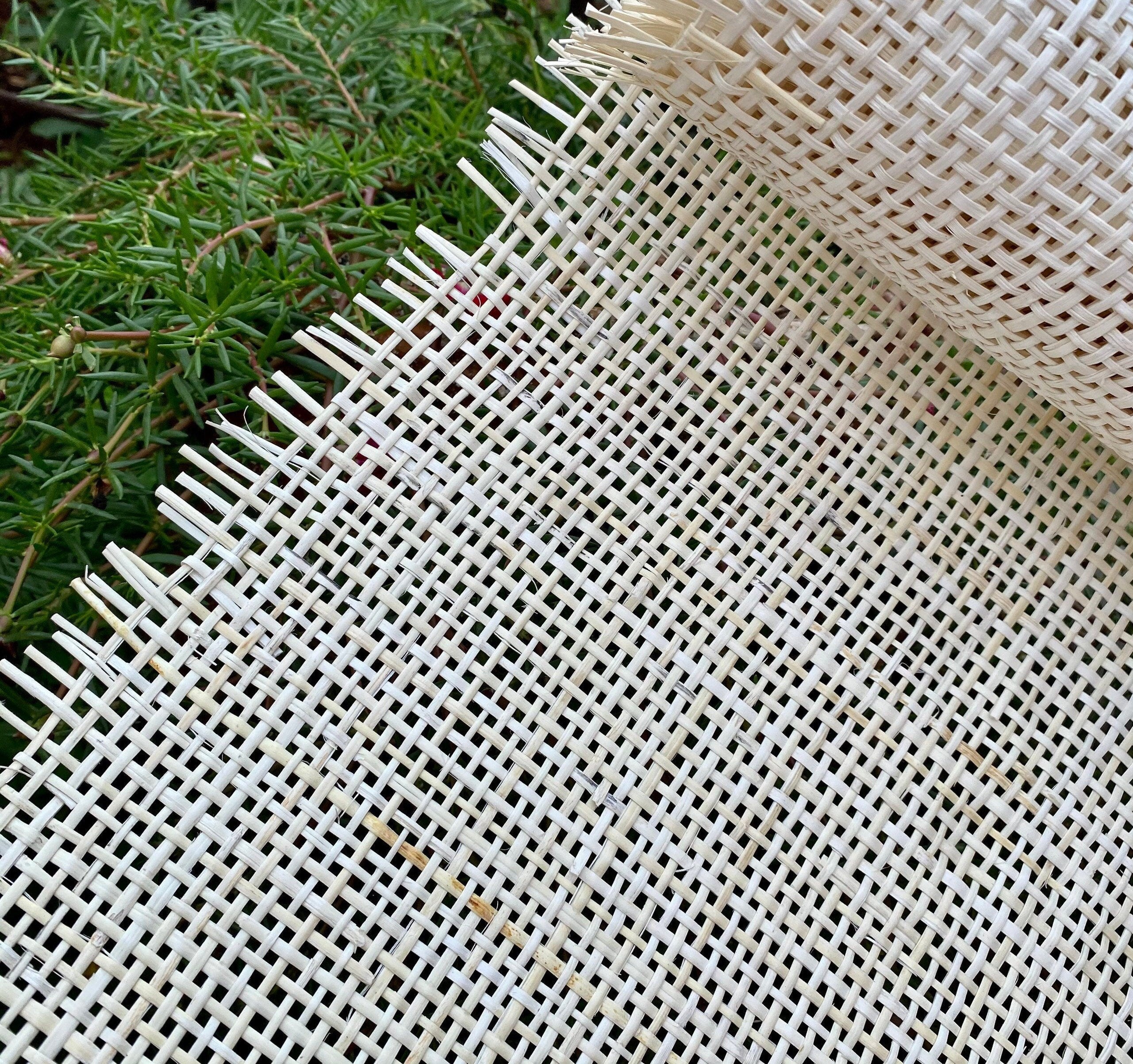 24" Wide, BLEACHED Woven  Radio Cane Webbing Roll Weave, Cane Webbing Roll, Full Size Available.