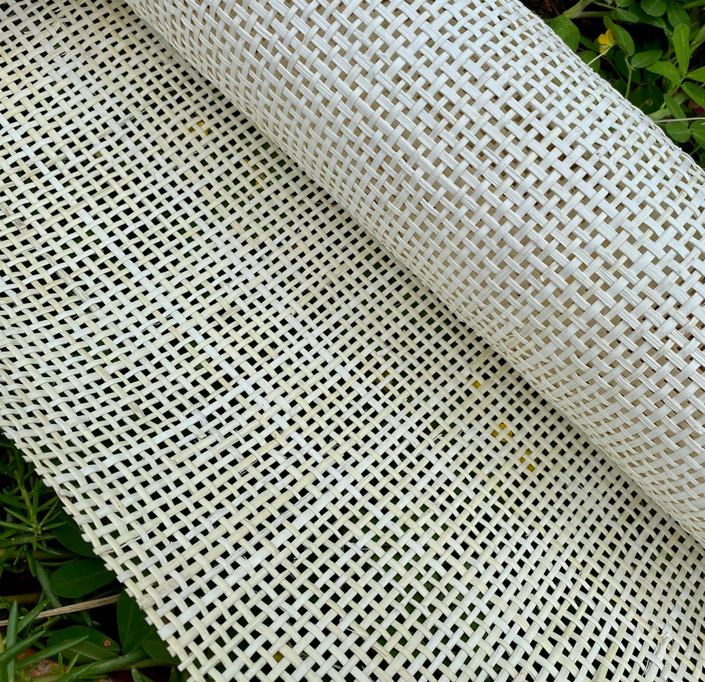 24" Wide, BLEACHED Woven  Radio Cane Webbing Roll Weave, Cane Webbing Roll, Full Size Available.