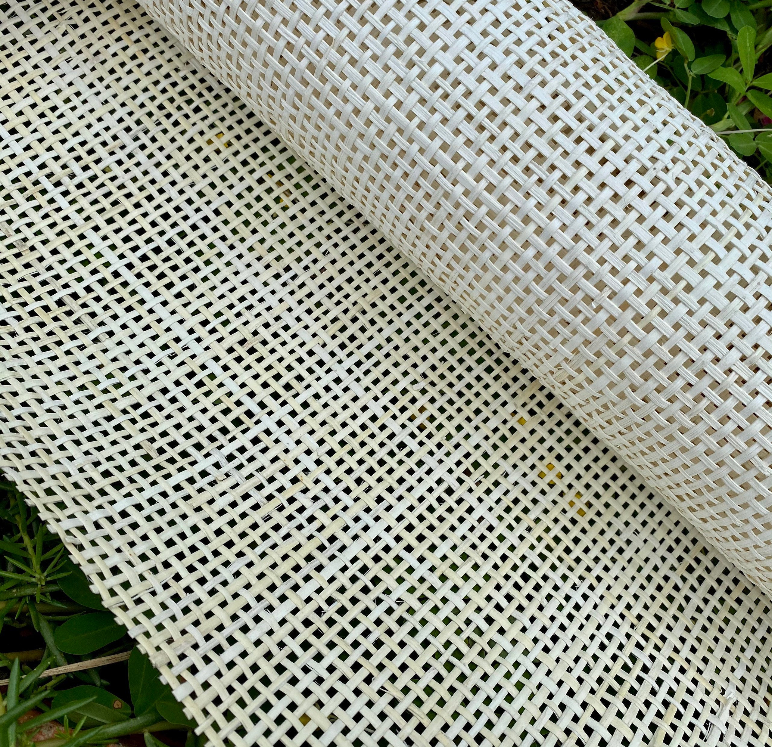 24" Wide, BLEACHED Woven  Radio Cane Webbing Roll Weave, Cane Webbing Roll, Full Size Available.