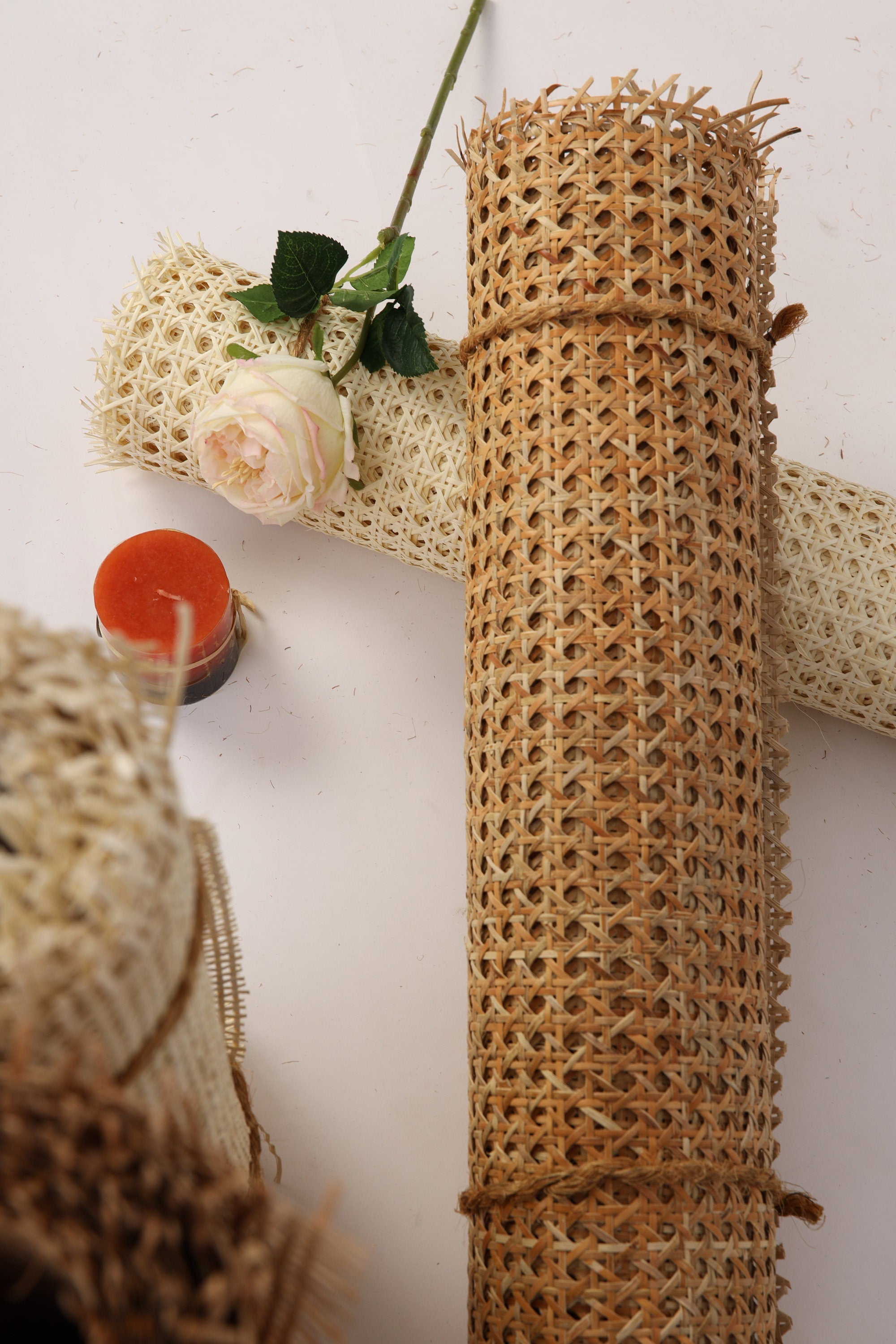 19" Wide, NATURAL Hexagon Weave Rattan Cane Webbing, Buy More Save More.